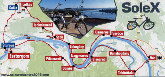 Plan du parcours sur les rives du Danube en Hongrie et en Slovaquie