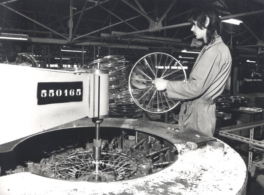 Wheel-spoking machines produced 25 wheels per hour with 28 spokes