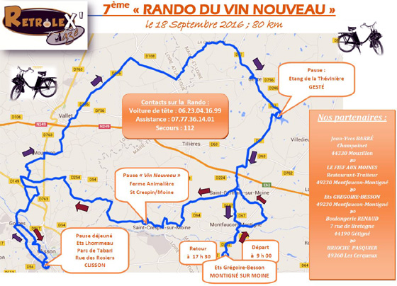 Plan du parcours de 80 kilomètres du Vin Nouveau