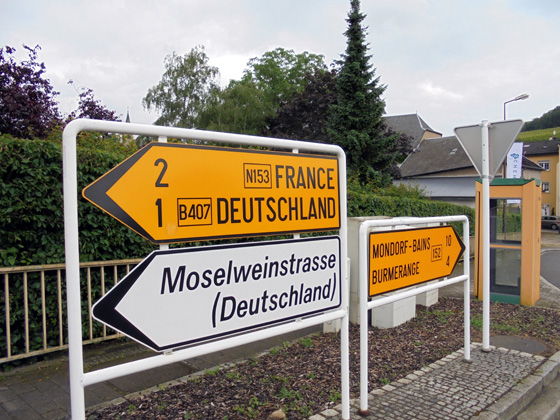 Frontière entre le Luxembourg et l'Allemagne à Shengen
